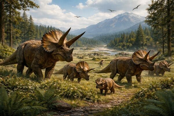 A Triceratops heard on the plains of what is now Montana.